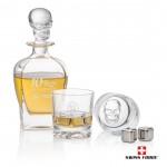 Delrina Scull 3pc Decanter Set & S/S Ice Cubes with Logo