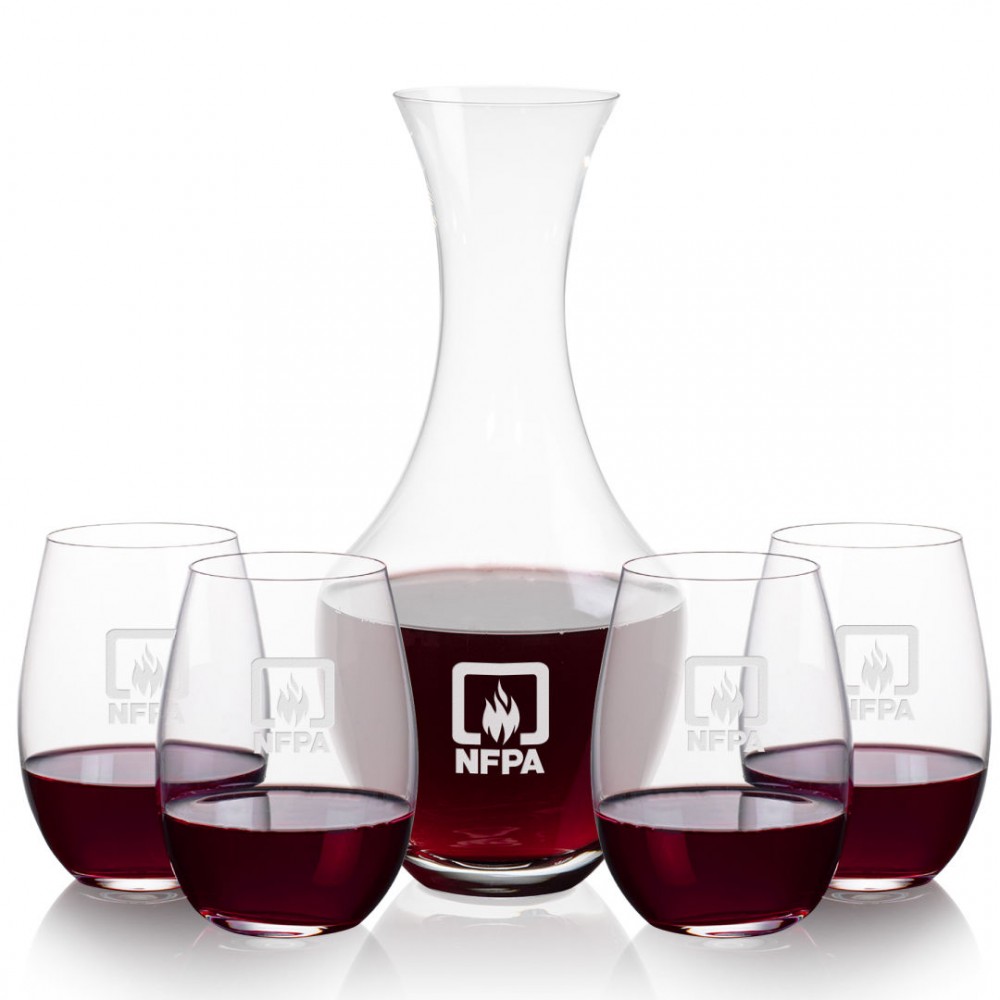 Personalized Oldham Carafe & 4 Laurent Stemless