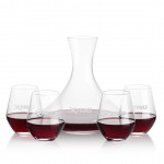 Senderwood Carafe & 4 Reina Stemless Wine with Logo