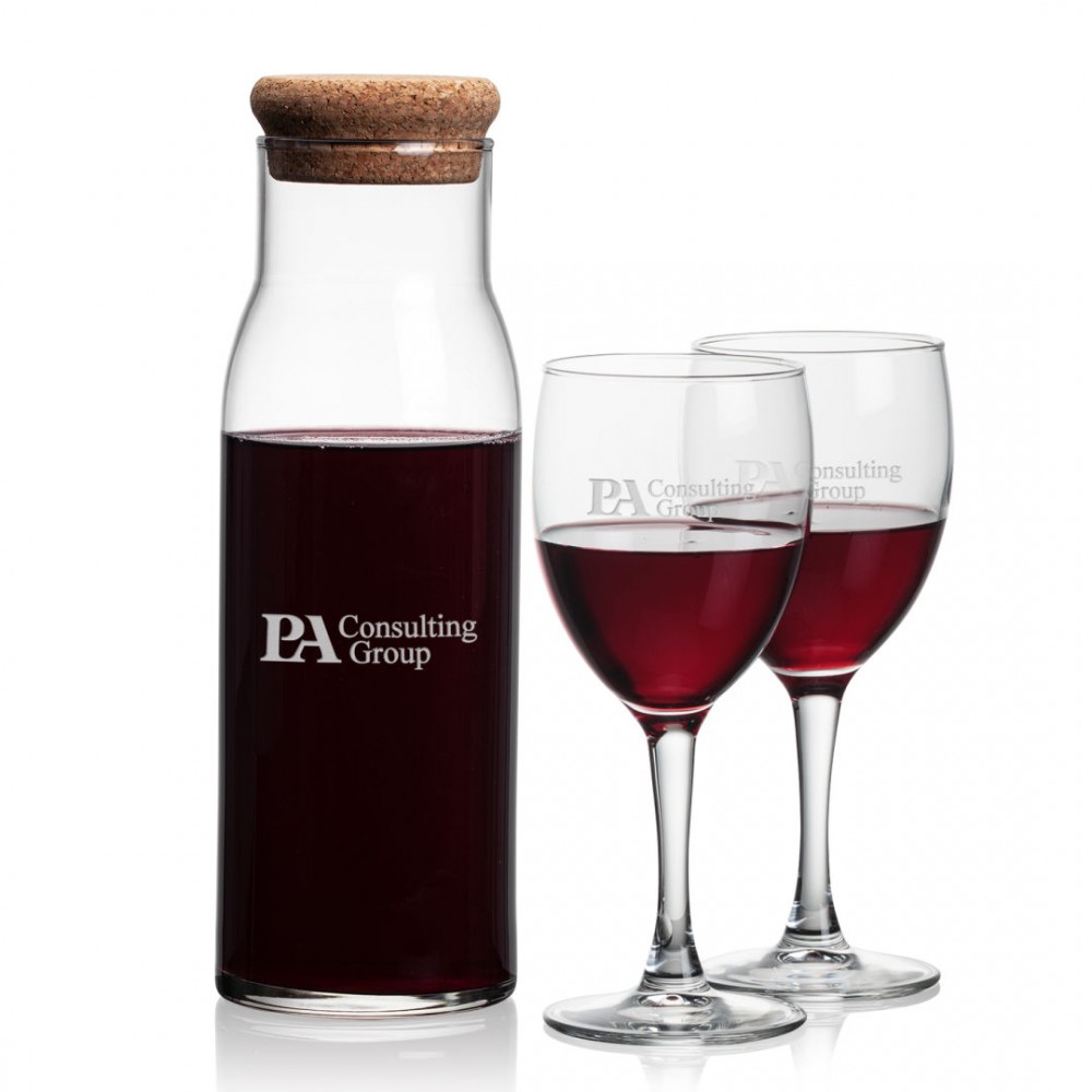 Aviston Carafe & 2 Carberry Wine with Logo