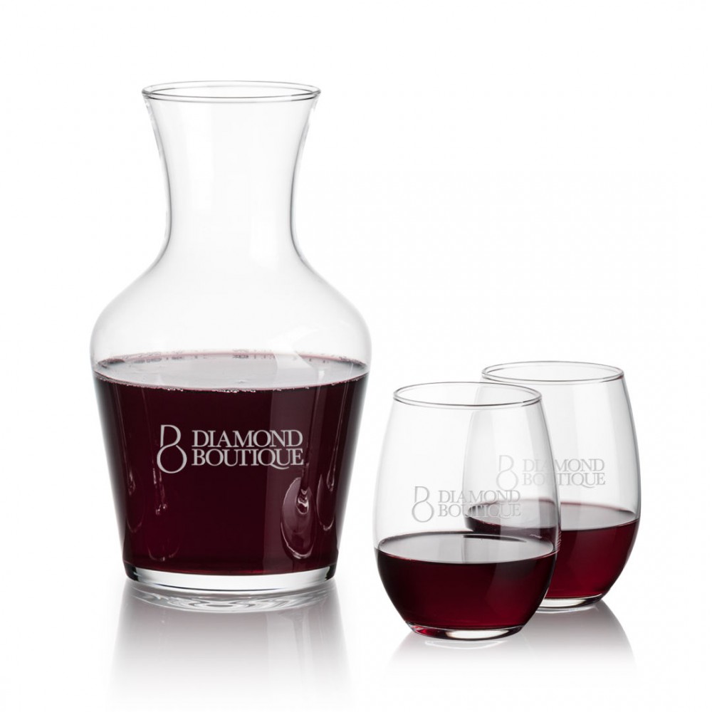 Custom Summit Carafe & 2 Stanford Stemless Wine