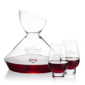 Woodbury Carafe & 2 Glenarden Stemless Wine with Logo