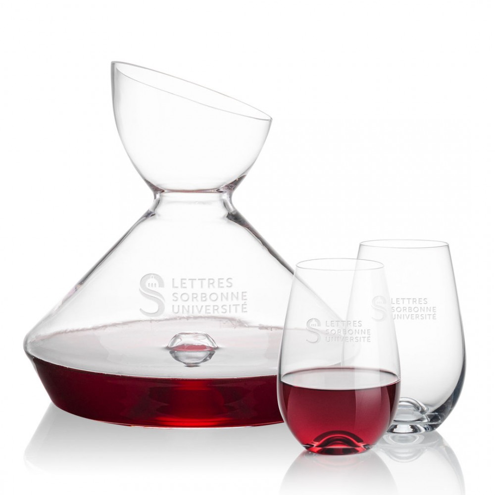 Customized Woodbury Carafe & 2 Boston Stemless Wine