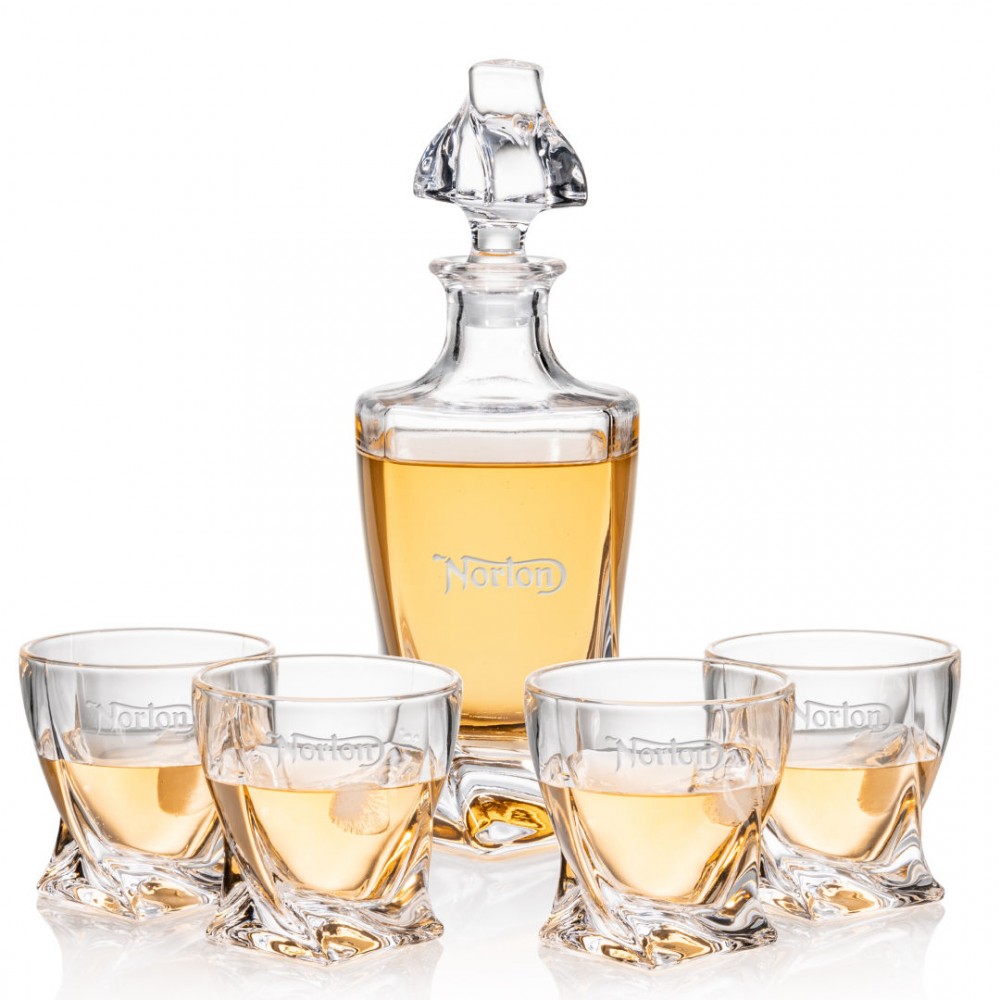 Seneca Decanter & 4 On-the-Rocks with Logo