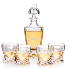 Seneca Decanter & 4 On-the-Rocks with Logo