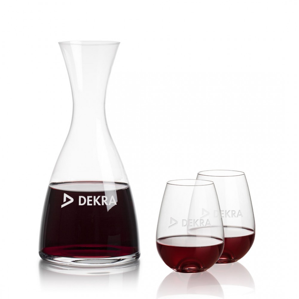 Barham Carafe & 2 Edderton Stemless Wine with Logo