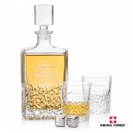 Oakham 3pc Decanter Set & S/S Ice Cubes with Logo