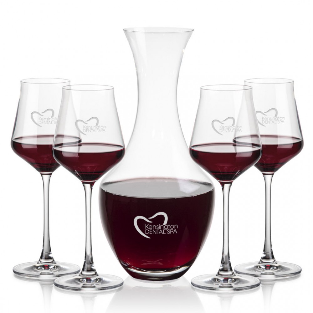 Oldham Carafe & 4 Bretton Wine with Logo