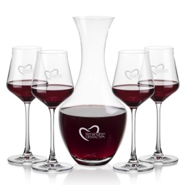 Oldham Carafe & 4 Bretton Wine with Logo