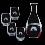 Custom Engraved Riley Carafe & 4 Stanford Wine