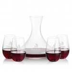 Senderwood Carafe & 4 Boston Stemless Wine with Logo