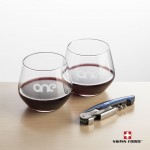 Personalized Swiss Force Opener & 2 Mandelay Stemless - Blue