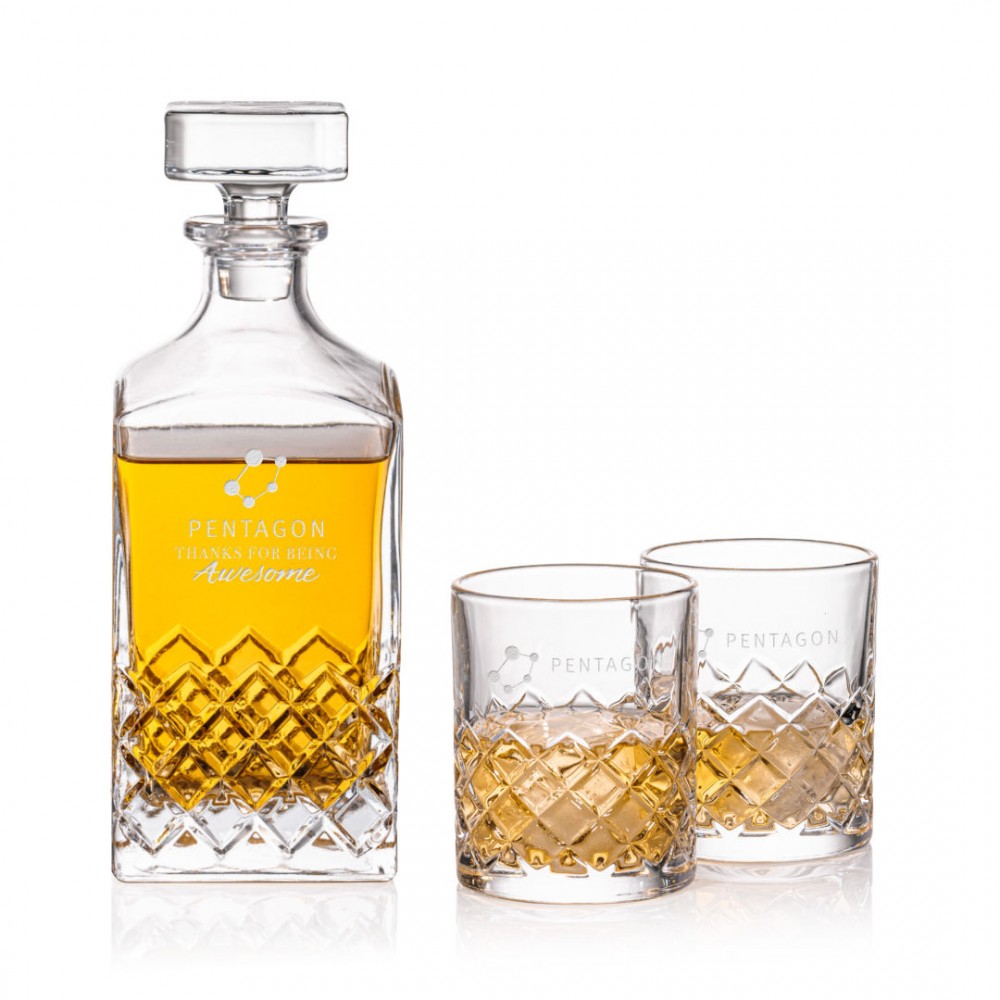 Custom Longford Decanter & 2 On-the-Rocks