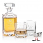 Cassidy 3pc Decanter Set & S/S Ice Cubes with Logo