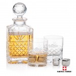 Logo Branded Pelham 3pc Decanter Set & S/S Ice Cubes