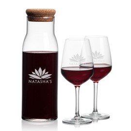 Aviston Carafe & 2 Mandelay Wine with Logo