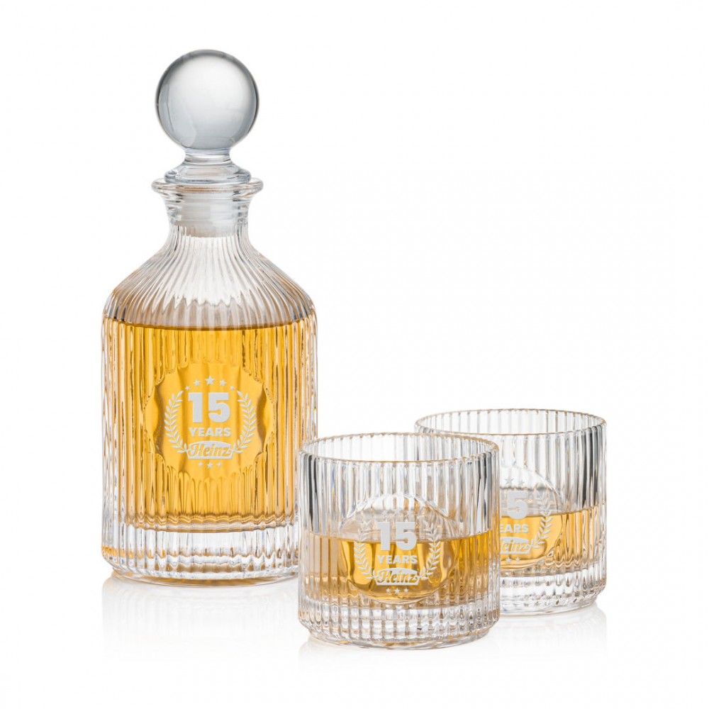 Logo Branded Dillard Decanter & 2 On-the-Rocks