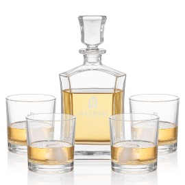 Avalon Decanter & 4 On-the-Rocks with Logo