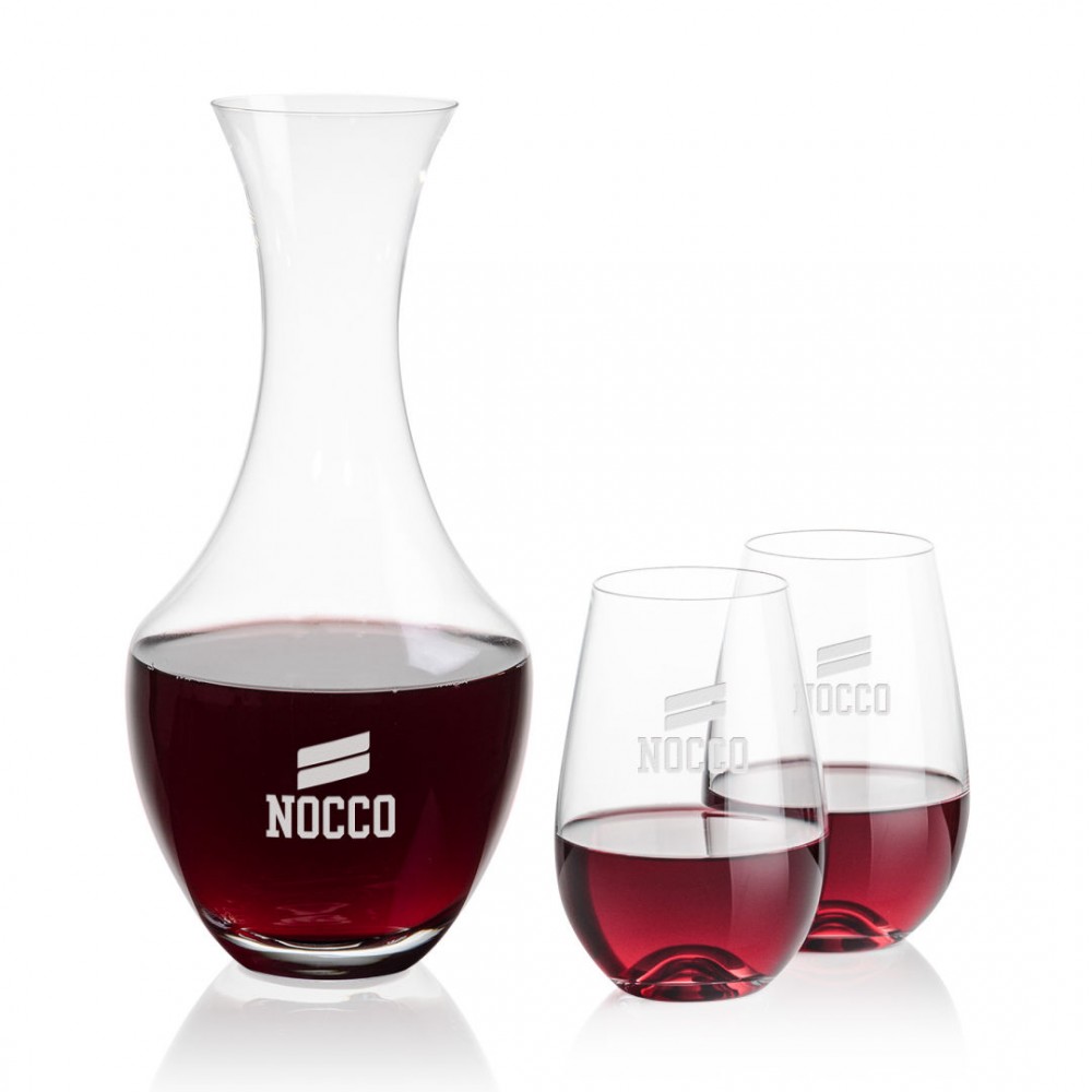 Logo Branded Oldham Carafe & 2 Boston Stemless