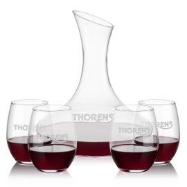 Personalized Hampton Carafe & 4 Stanford Stemless Wine