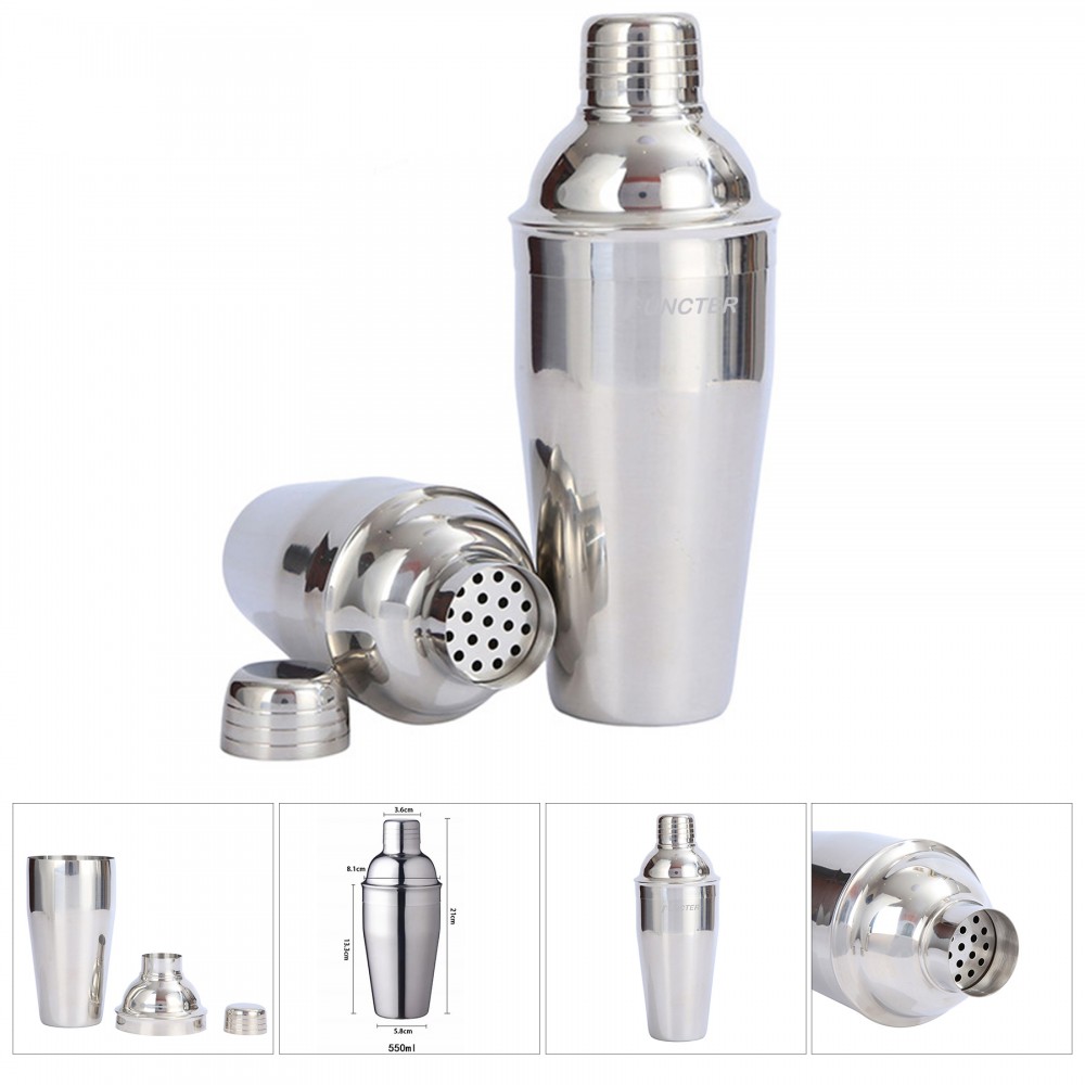 Logo Branded 18oz Cocktail Shaker Professional Stainless Steel Bar Tools