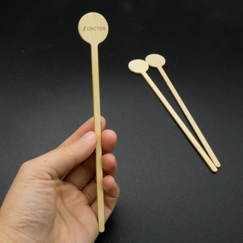 Customizes 5.5" L Disposable Bamboo Round End Swizzle Drink Stirrer Stick