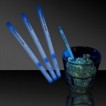 Custom 5" Pad Printed Blue Glow Swizzle Stick