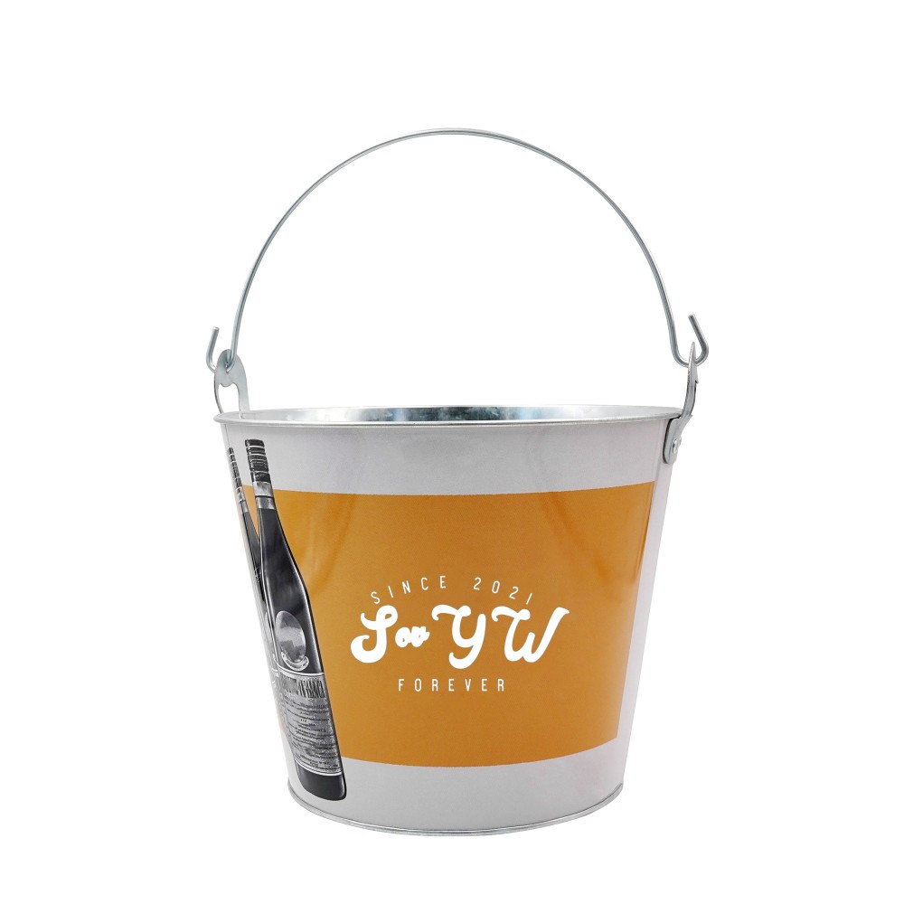 Large 170 oz Full Color Custom Iron Ice Bucket with Logo