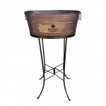 Custom BREKX Aspen Hammered Beverage Tub in Antique Copper Finish with 28-inch Stand
