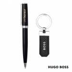 Hugo Boss Ballpoint Pen & Key Ring set - Black with Logo