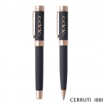 Cerruti 1881 Zoom Ballpoint & Rollerball Pen Gift Set - Navy with Logo