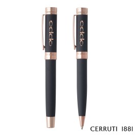 Cerruti 1881 Zoom Ballpoint & Rollerball Pen Gift Set - Navy with Logo