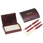 Custom Imprinted Rosewood Ball Point Pen, Mechanical Pencil and Letter Opener Gift Set