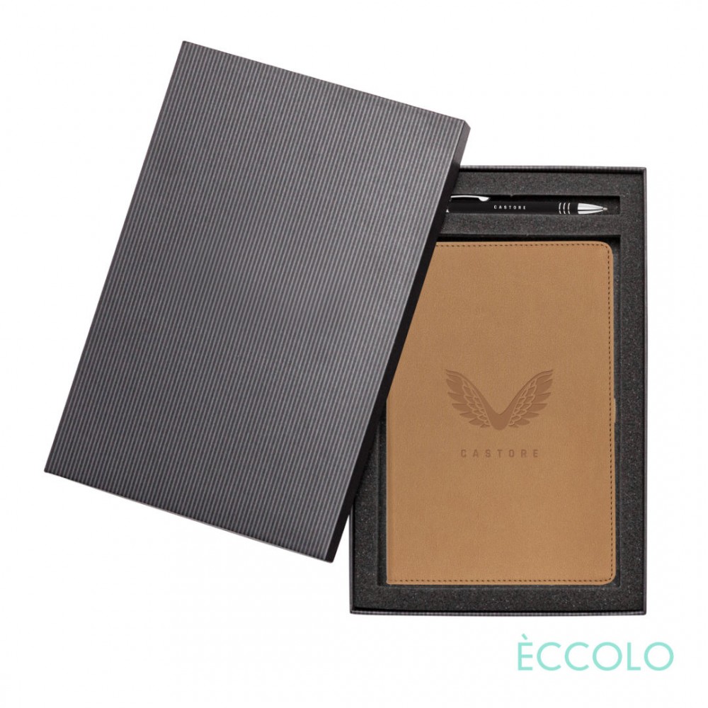 Eccolo Two Step Journal/Venino Pen Gift Set - (M) Tan with Logo