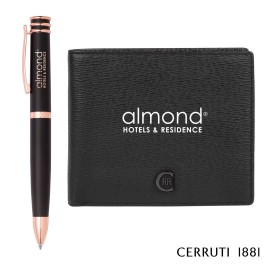 Promotional Cerruti 1881 Bond Card Wallet & Austin Ballpoint Pen Gift Set - Black