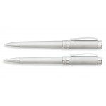 Franklin Covey Freemont Satin Chrome Ballpoint Pen and 0.9mm Pencil Set Custom Printed