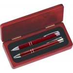Logo Branded JJ Series Red Stylus Pen and Pencil Set in Rosewood Presentation Gift Box