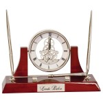 Dario Executive Desk Clock/Pen Set Silver with Logo