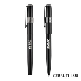 Promotional Cerruti 1881 Block Ballpoint Pen & Fountain Pen Gift Set - Black