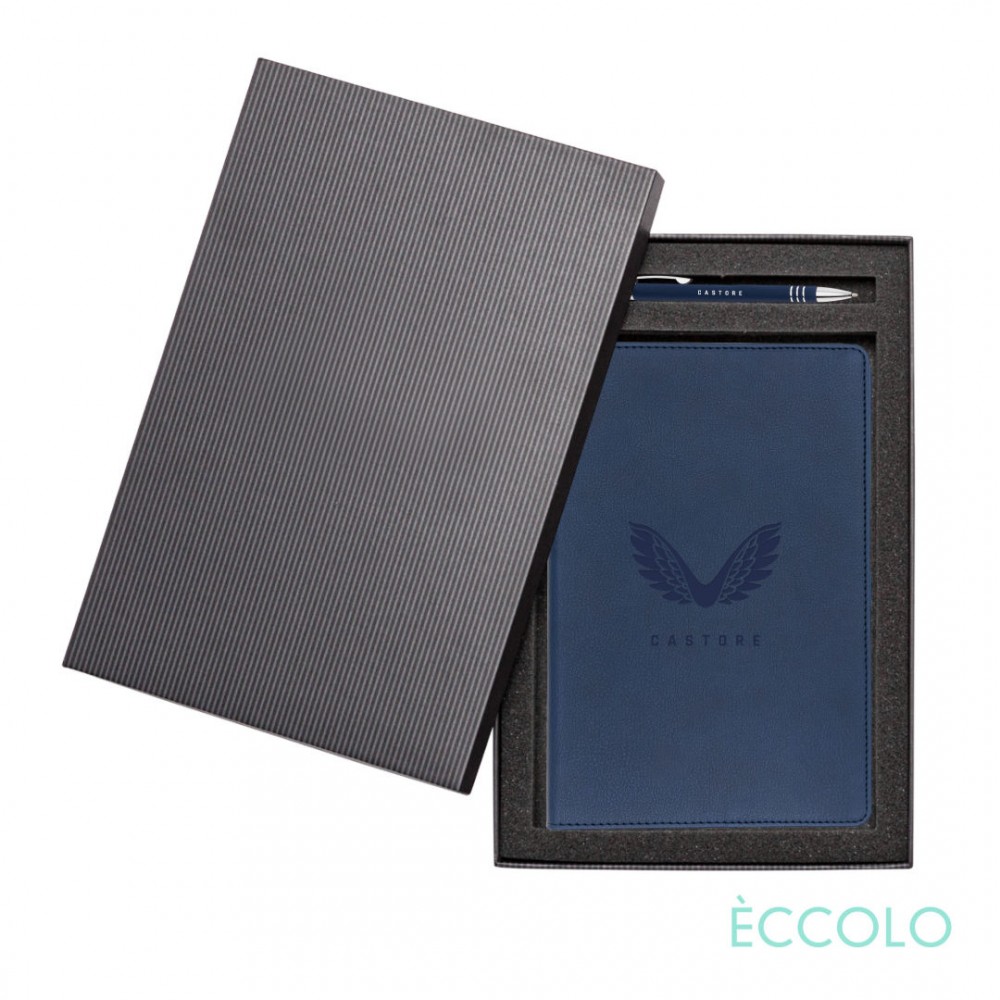 Eccolo Two Step Journal/Venino Pen Gift Set - (M) Navy with Logo