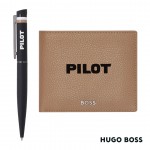 Personalized Hugo Boss Ballpoint Pen & Money Holder Set- Camel