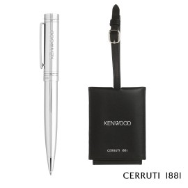 Custom Cerruti 1881 Zoom Luggage Tag & Ballpoint Pen Gift Set - Black