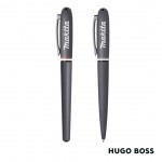 Hugo Boss Iconic Contour Ballpoint Pen & Fountain Pen Set - Black with Logo