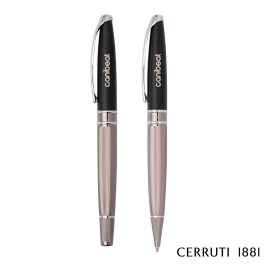 Cerruti 1881 Abbey Ballpoint & Rollerball Pen Gift Set - Diamond Gun Metal with Logo