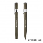 Customized Cerruti 1881 Block Brushed Ballpoint Pen & Fountain Pen Gift Set - Gun