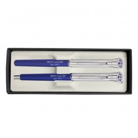 Monogram Collection - Garland USA Made Metal Pen & Pencil Sets | High Gloss/Chrome | Chrome Accents with Logo