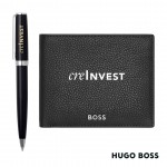 Custom Hugo Boss Ballpoint Pen & Wallet Set - Black