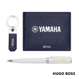 Hugo Boss Ballpoint Pen, Key Ring & Wallet Set - Navy with Logo