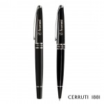 Custom Cerruti 1881 Silver Clip Ballpoint Pen & Rollerball Pen Gift Set - Grey