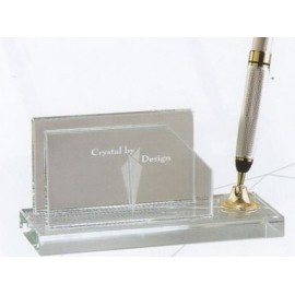 Jade Glass Pen Set w/Business Card Holder & 1 Silver Pen Custom Printed